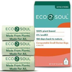 EcoSoul Home Compostable Small Kitchen Bags 4 Gallon Certified Compostable